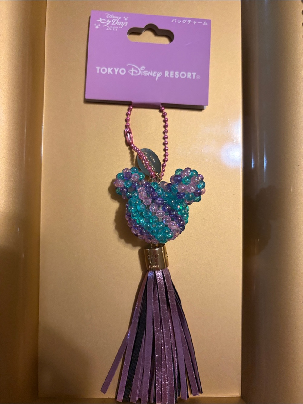 Disney Beaded Mickey Tassel Charm - Teal, Purple & Pink
